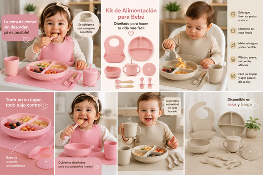 Kit De Alimentación Bebé Antiderrames – Menos Desorden, Más Tranquilidad